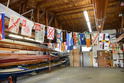 Boatbays with club flags
